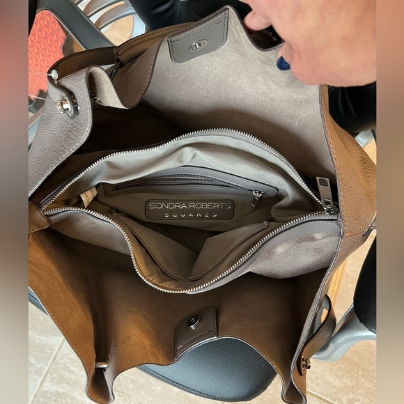❤️❤️BNWOT- Sondra Robert's Squared Vegan Leather Tote Satchel Shoulder Bag❤️❤️ - Picture 13 of 14